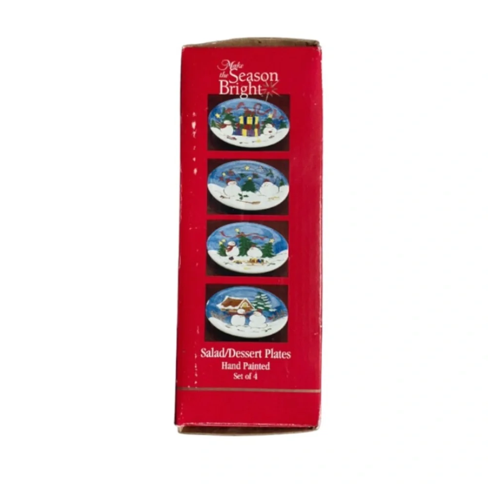 NIB Make the Season Bright Hand Painted 8” Salad/Dessert Plates - Picture 13 of 14